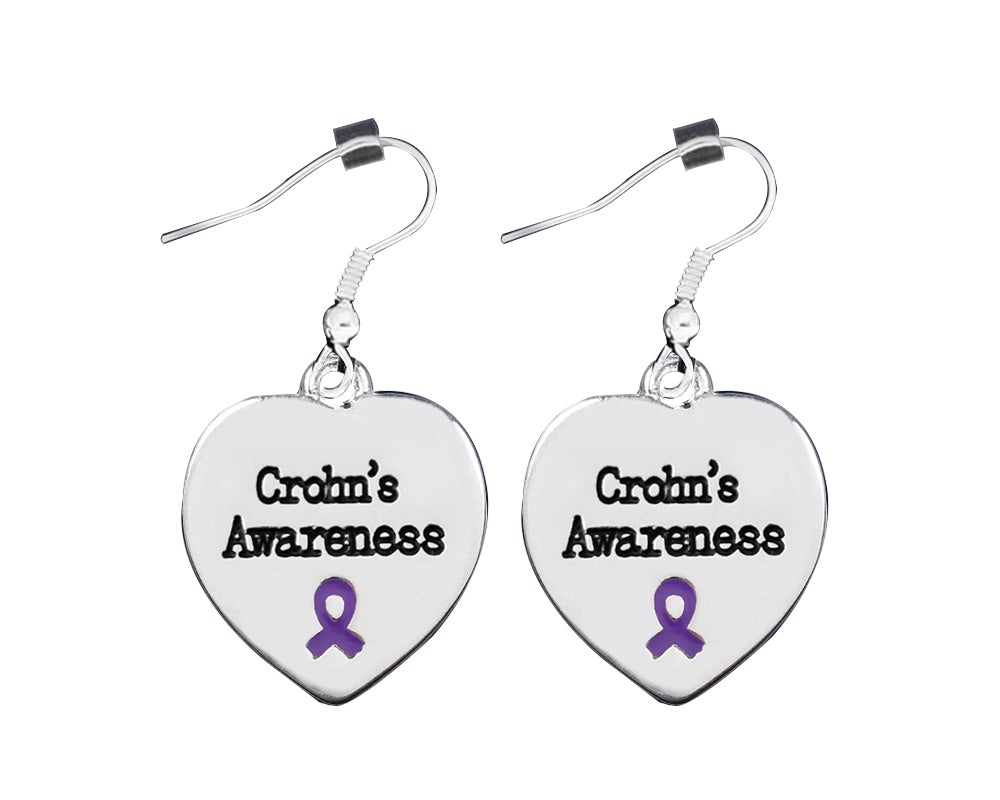 12 Pairs Crohn's Disease Awareness Heart Earrings - Fundraising For A Cause