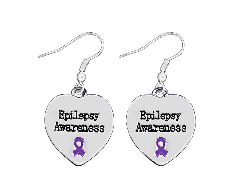 12 Pairs Epilepsy Awareness Heart Earrings - Fundraising For A Cause