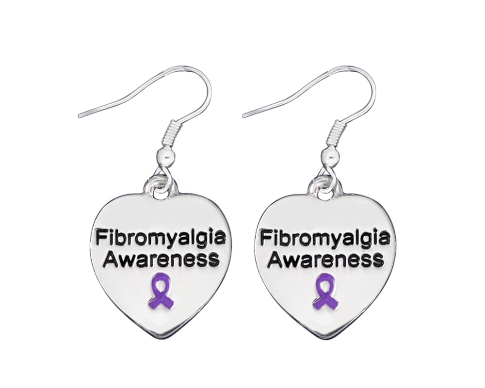 12 Pairs Fibromyalgia Awareness Heart Earrings - Fundraising For A Cause