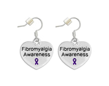 Load image into Gallery viewer, 12 Pairs Fibromyalgia Awareness Purple Ribbon Heart Earrings - Fundraising For A Cause