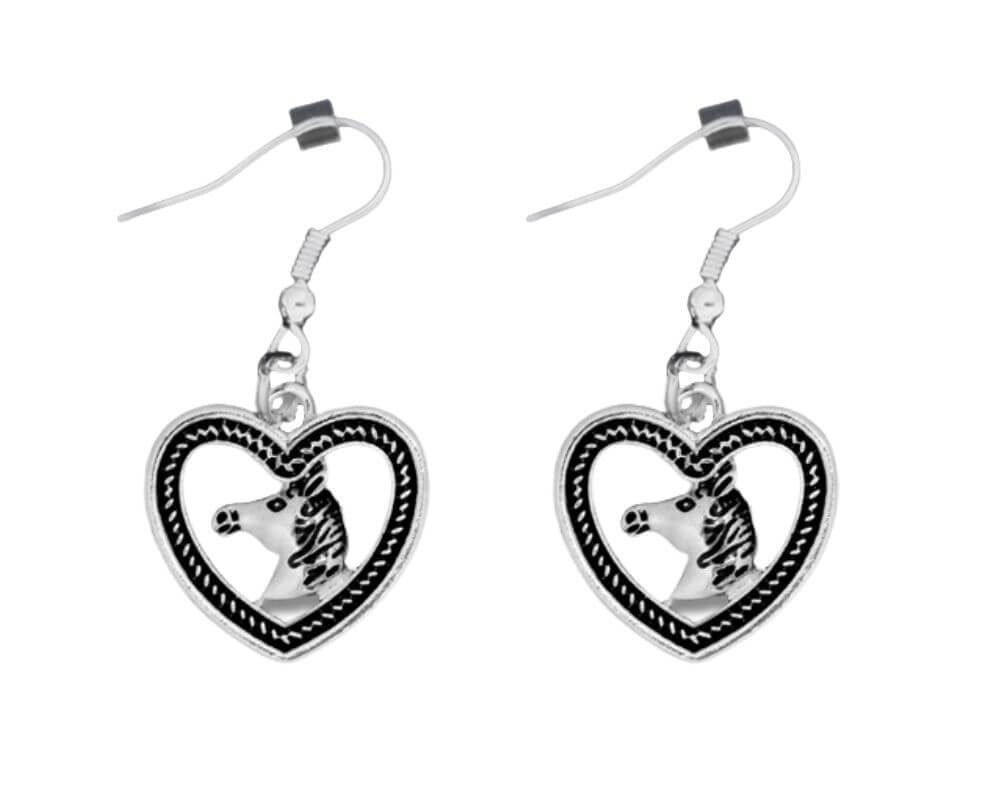 12 Pairs Horse Head In Heart Earrings - Fundraising For A Cause