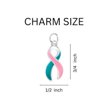 Load image into Gallery viewer, 12 Pairs Large Pink and Teal Ribbon Hanging Earrings - Fundraising For A Cause