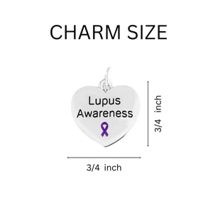 12 Pairs Lupus Awareness Purple Ribbon Heart Earrings - Fundraising For A Cause