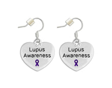 Load image into Gallery viewer, 12 Pairs Lupus Awareness Purple Ribbon Heart Earrings - Fundraising For A Cause