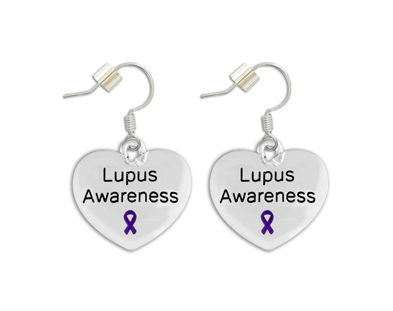 12 Pairs Lupus Awareness Purple Ribbon Heart Earrings - Fundraising For A Cause