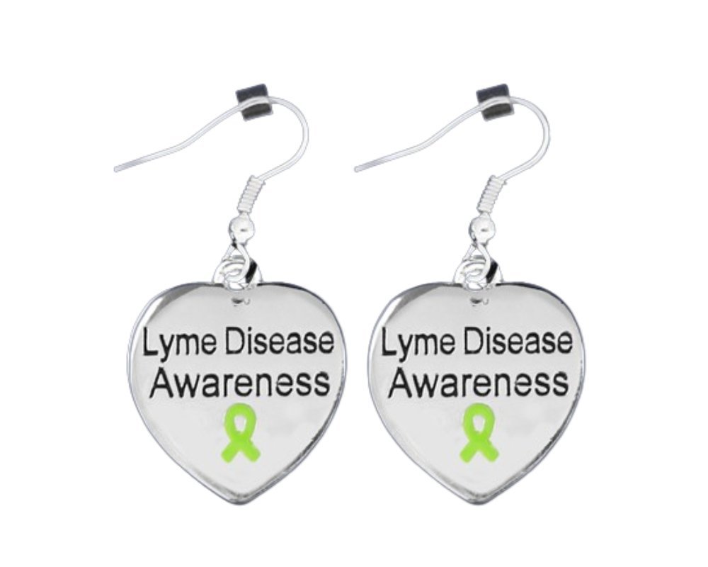 12 Pairs Lyme Disease Awareness Heart Earrings - Fundraising For A Cause