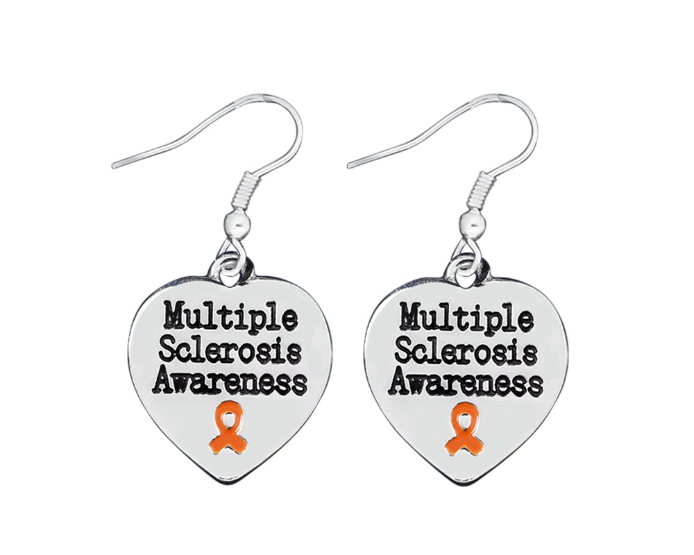 12 Pairs Multiple Sclerosis Awareness Heart Earrings - Fundraising For A Cause