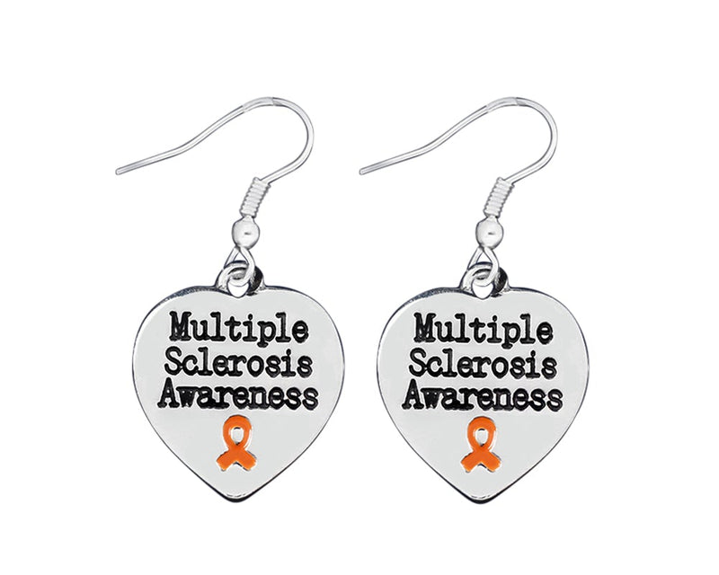 12 Pairs Multiple Sclerosis Awareness Heart Earrings - Fundraising For A Cause