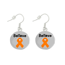 Load image into Gallery viewer, 12 Pairs Orange Ribbon Believe Hanging Earrings - Fundraising For A Cause