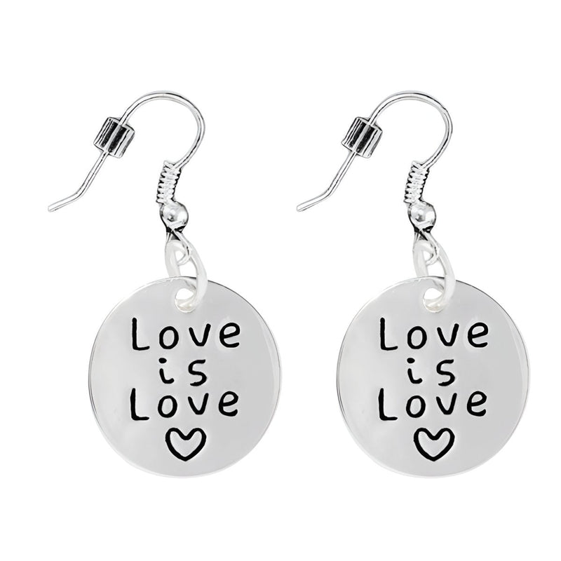 12 Pairs Pairs Silver Circle Love Is Love Hanging Earrings - Fundraising For A Cause