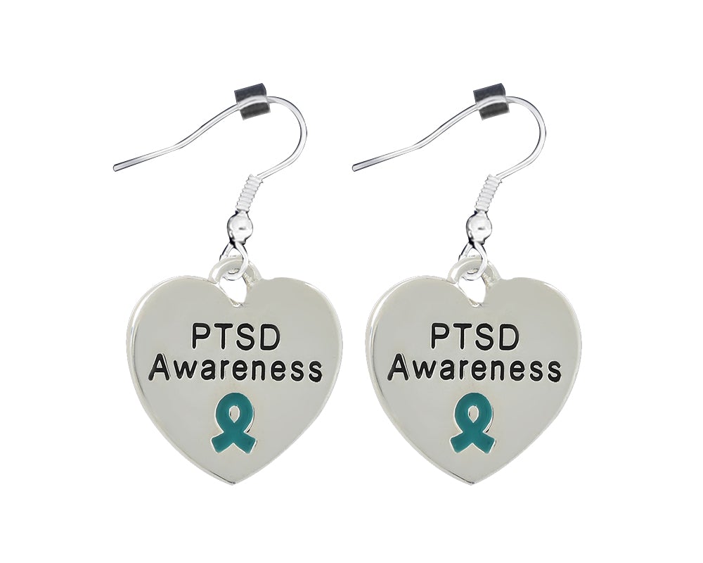 12 Pairs PTSD, Post Traumatic Stress Disorder Awareness Heart Earrings - Fundraising For A Cause