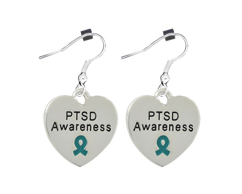 12 Pairs PTSD, Post Traumatic Stress Disorder Awareness Heart Earrings - Fundraising For A Cause