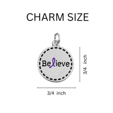 Load image into Gallery viewer, 12 Pairs Round Believe Purple Ribbon Earrings - Fundraising For A Cause