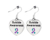 12 Pairs Suicide Awareness Heart With Teal and Purple Ribbon Earrings - Fundraising For A Cause