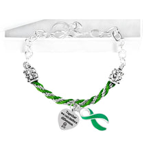 Load image into Gallery viewer, 12 Partial Rope Green Ribbon Bracelets - Fundraising For A Cause