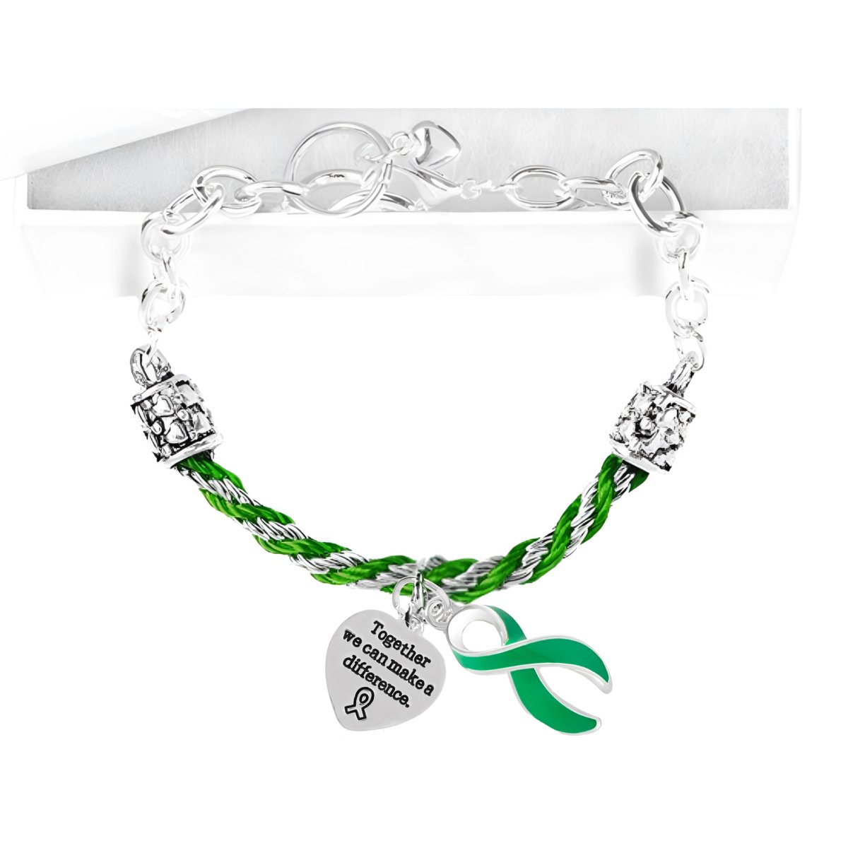 12 Partial Rope Green Ribbon Bracelets - Fundraising For A Cause