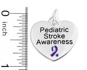 12 Pediatric Stroke Awareness Heart Charm Retractable Bracelets - Fundraising For A Cause