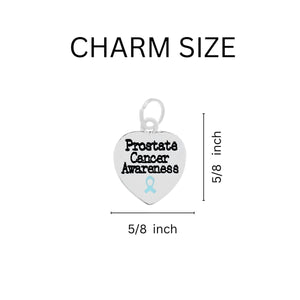 12 Prostate Cancer Heart Charm Light Blue Ribbon Chunky Charm Bracelets - Fundraising For A Cause