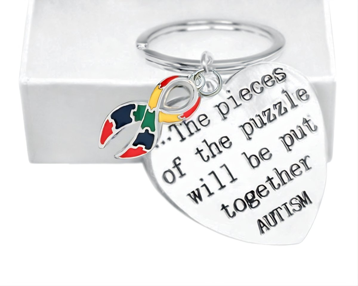 12 Puzzle Autism Ribbon Key Chains - Fundraising For A Cause