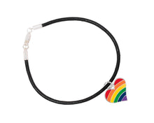 Load image into Gallery viewer, 12 Rainbow Heart Gay Pride Black Cord Bracelets - Fundraising For A Cause