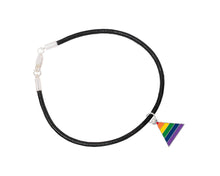 Load image into Gallery viewer, 12 Rainbow Triangle Charm Black Cord Bracelets - Fundraising For A Cause