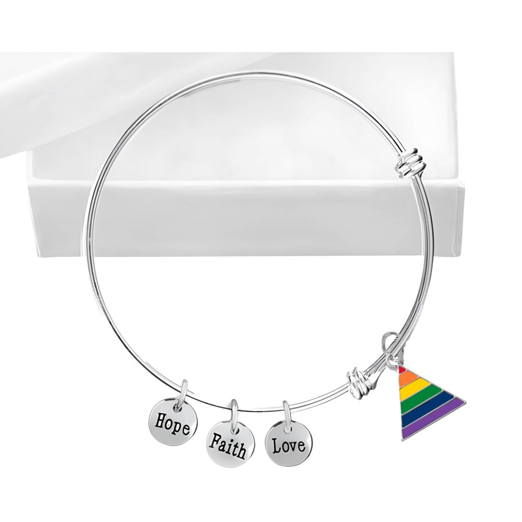 12 Rainbow Triangle Charm Retractable Bracelets - Fundraising For A Cause