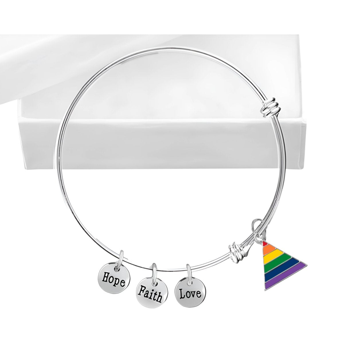 12 Rainbow Triangle Charm Retractable Bracelets - Fundraising For A Cause