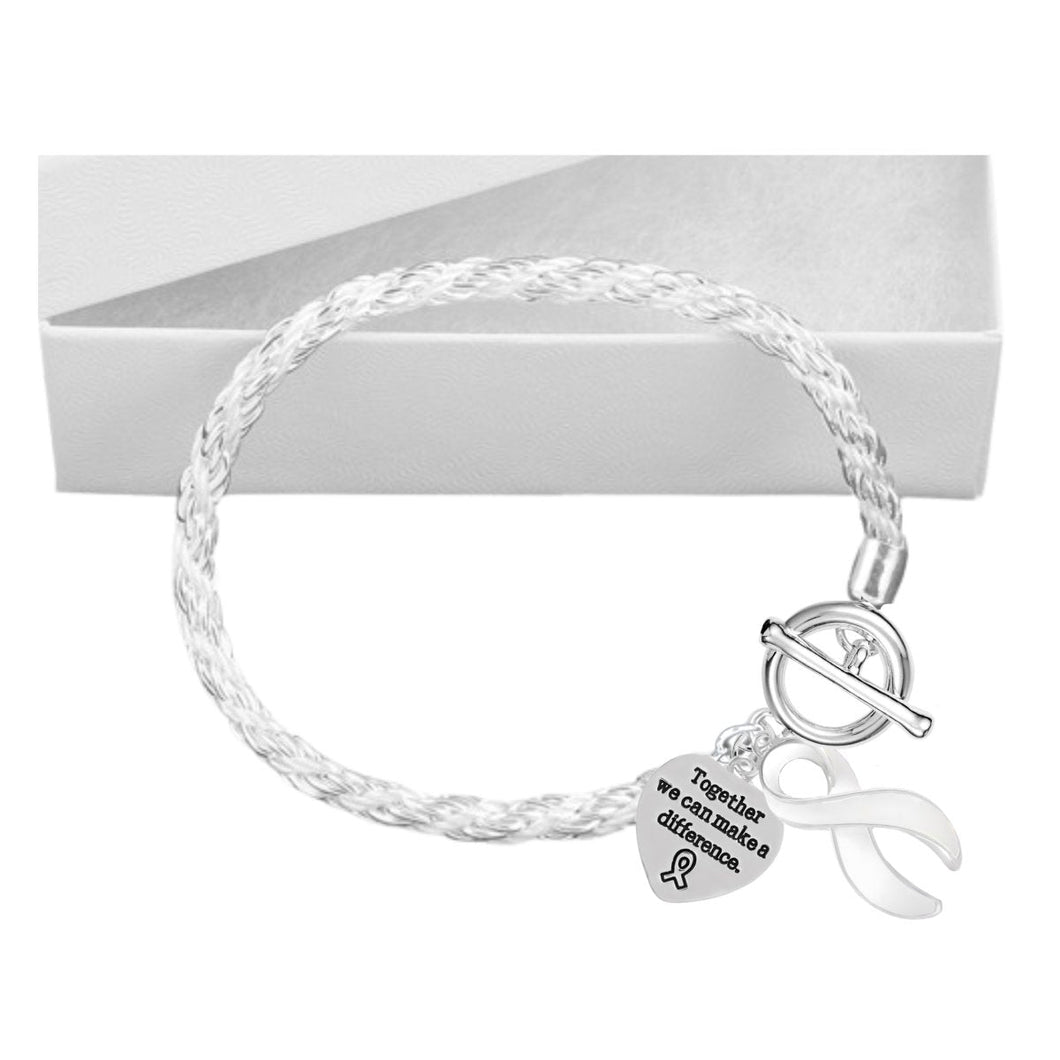 12 Rope White Ribbon Bracelets - Fundraising For A Cause