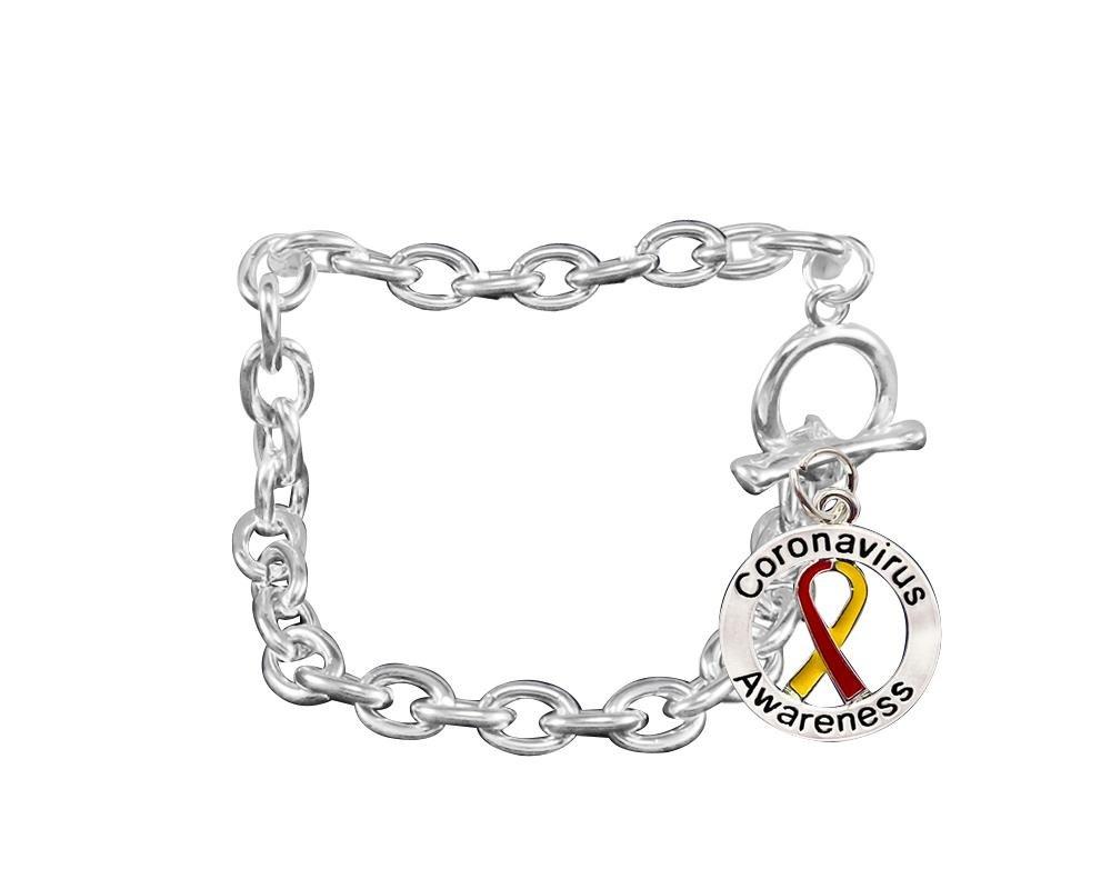 12 Round Coronavirus (COVID - 19) Awareness Ribbon Chunky Charm Bracelets - Fundraising For A Cause