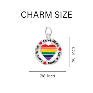 12 Round Rainbow Heart Love Wins Chunky Charm Bracelets - Fundraising For A Cause