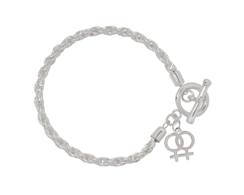 12 Silver Rope Same Sex Female Symbol Charm Bracelets - Fundraising For A Cause