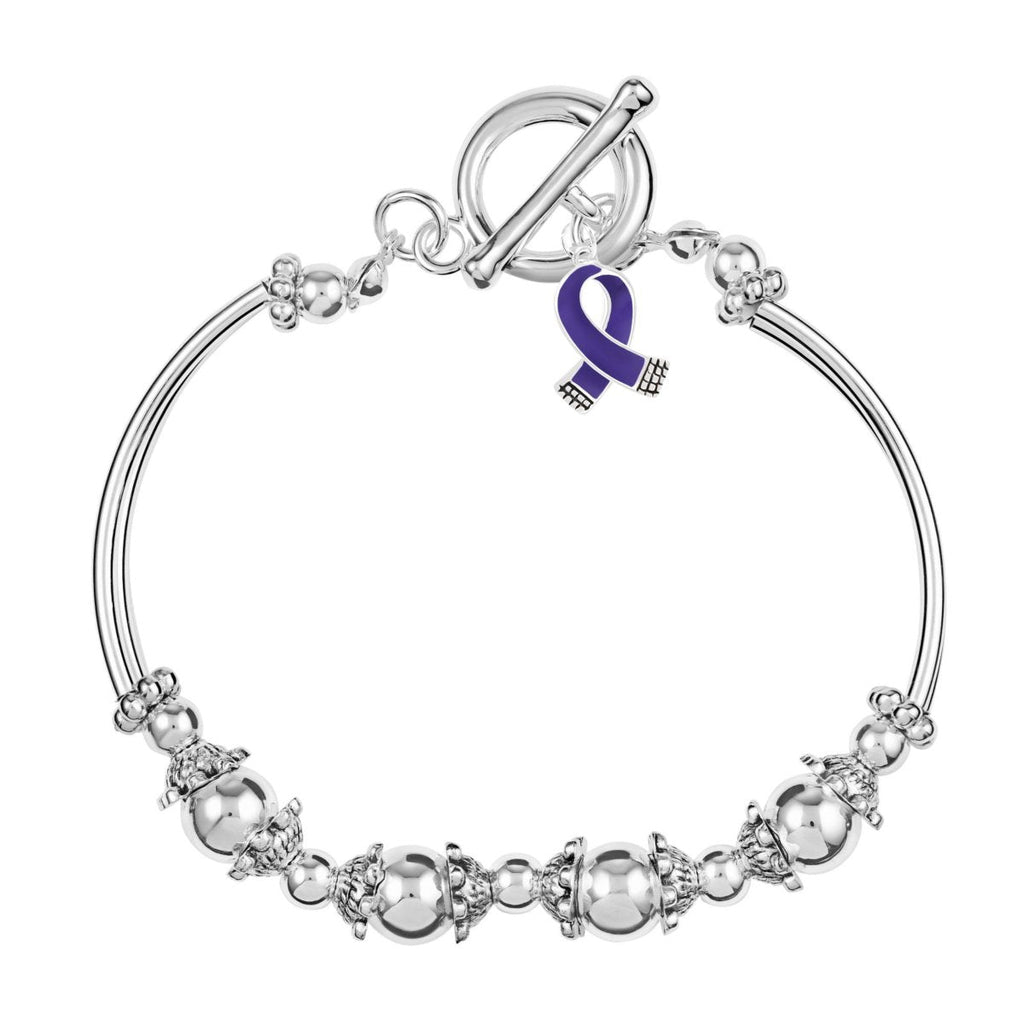 12 Small Violet Ribbon Charm Partial Beaded Bracelets - Fundraising For A Cause