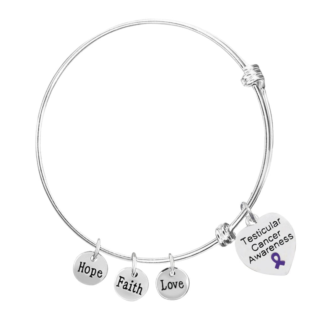 12 Testicular Cancer Heart Retractable Charm Bracelets - Fundraising For A Cause