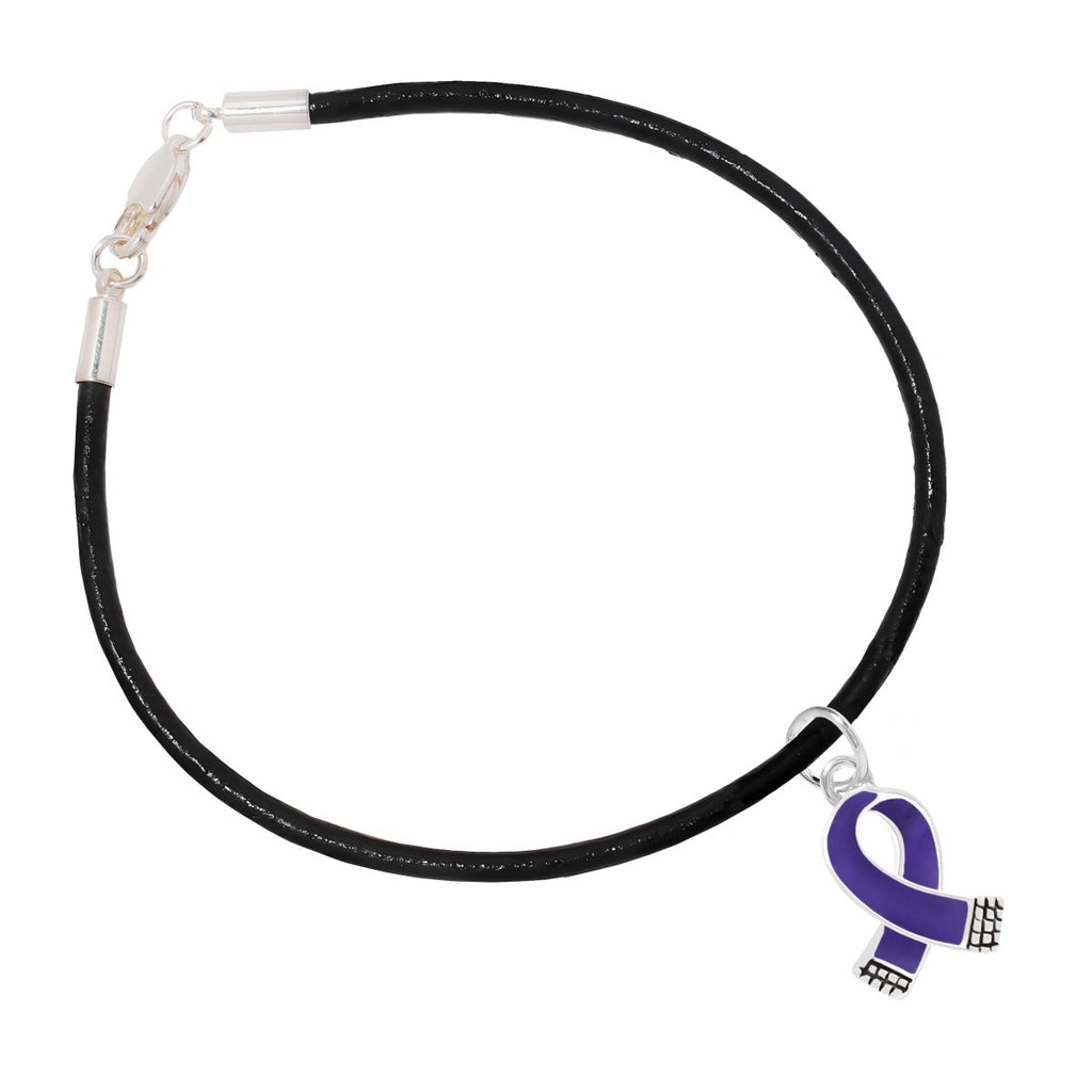 12 Violet Ribbon Leather Cord Bracelets - Fundraising For A Cause