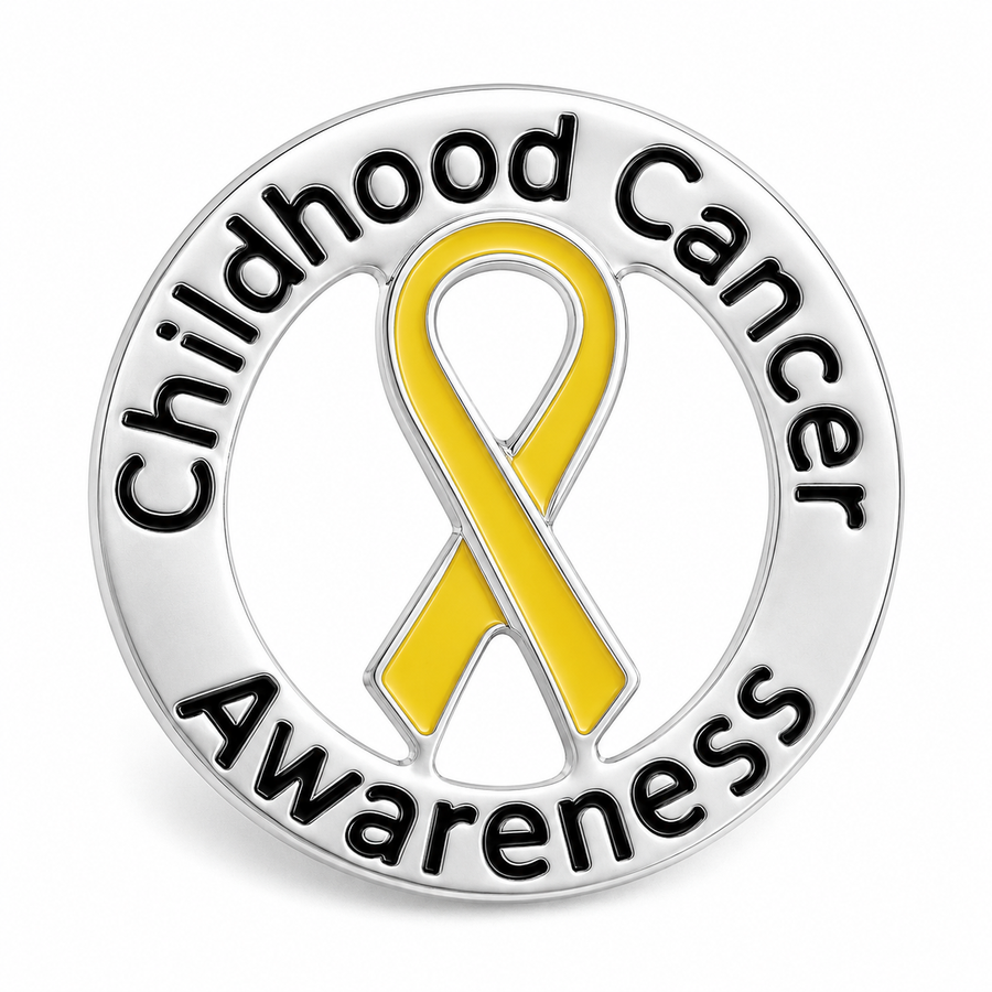 Round Childhood Cancer Awareness Ribbon Pins