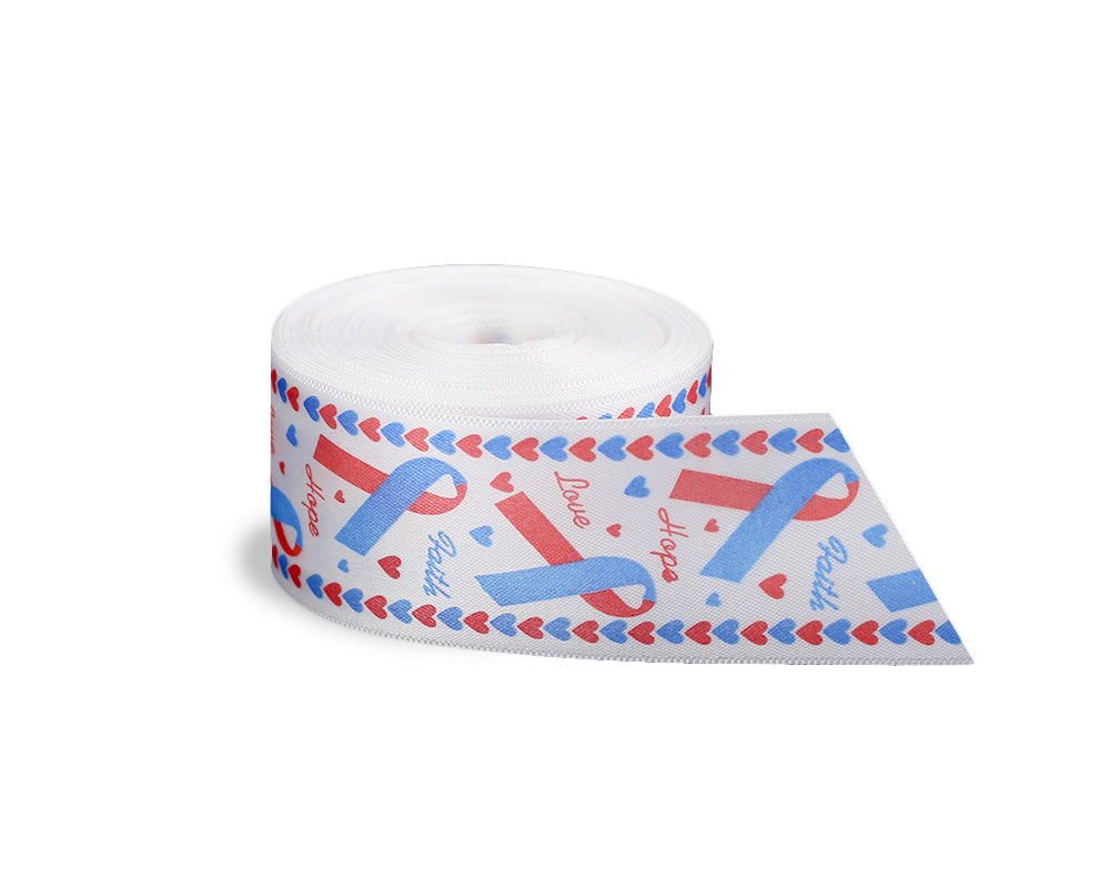 20 Yards Satin Red & Blue Awareness Ribbon By The Yard - Fundraising For A Cause