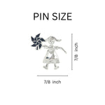 Child Abuse Awareness Girl Holding Pinwheel Pins - Fundraising For A Cause