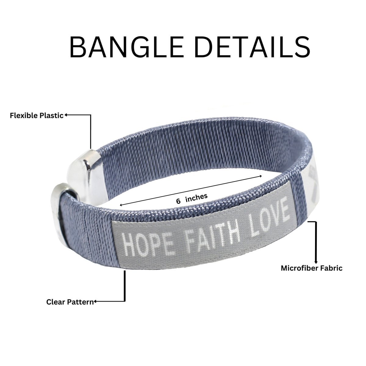 25 Child Gray Ribbon Bangle Bracelets - Fundraising For A Cause