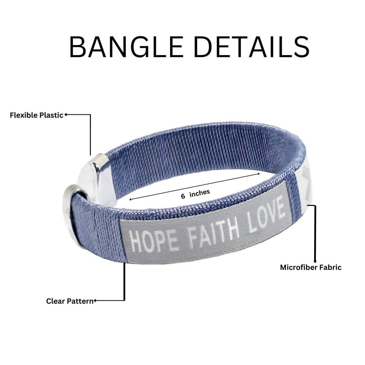 25 Child Hope Gray Ribbon Bangle Bracelet - Fundraising For A Cause