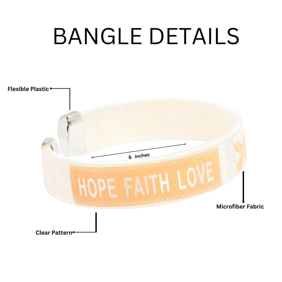 25 Child Peach Ribbon Bangle Bracelets - Fundraising For A Cause