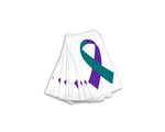 25 Small Teal & Purple Ribbon Decals - Fundraising For A Cause