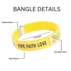 25 Adult Hope Faith Love Yellow Ribbon Bangle Bracelets - Fundraising For A Cause