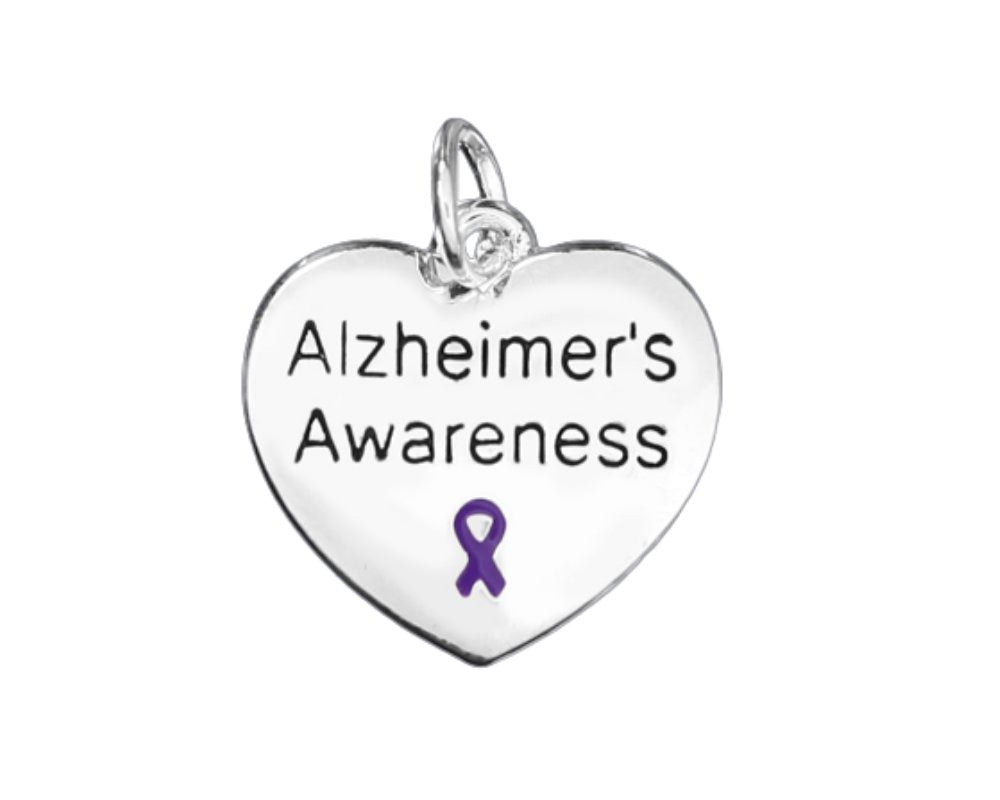 25 Alzheimer's Awareness Heart Charms - Fundraising For A Cause