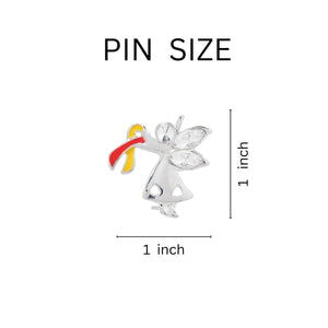 25 Angel By My Side Red & Yellow Ribbon Pins - Fundraising For A Cause