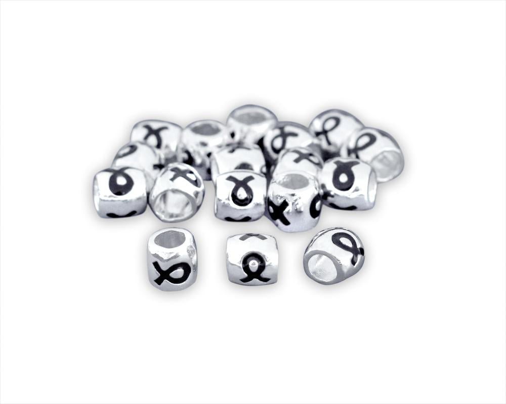 25 Black Ribbon Barrel Charms - Fundraising For A Cause