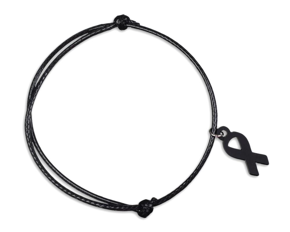 25 Black Ribbon Cord Adjustable Bracelets - Fundraising For A Cause