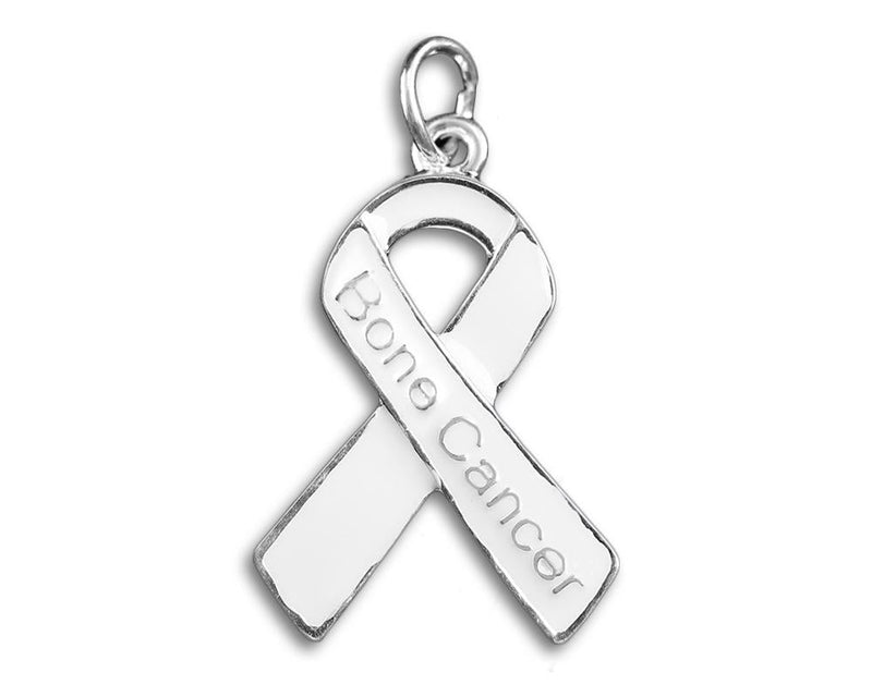 25 Bone Cancer White Ribbon Charms - Fundraising For A Cause