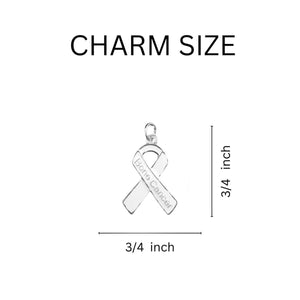 25 Bone Cancer White Ribbon Hanging Charms - Fundraising For A Cause