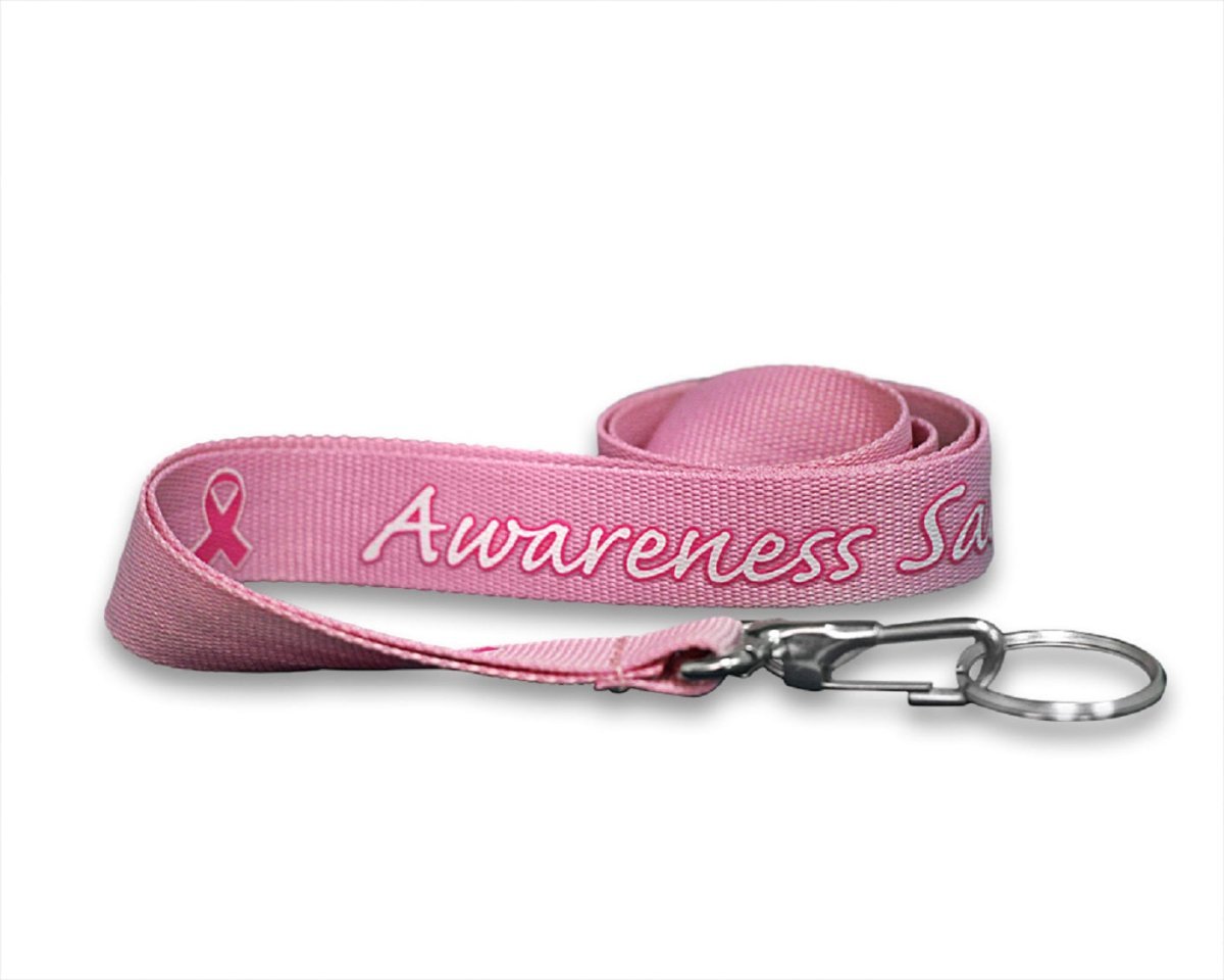 25 Breast Cancer Awareness Pink Ribbon Lanyard - Fundraising For A Cause