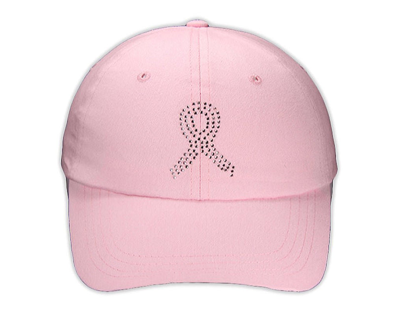 25 Breast Cancer Crystal Ribbon Baseball Hats - Fundraising For A Cause